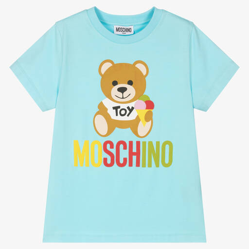 Moschino Kid-Teen-Teen Blue Teddy Bear Logo T-Shirt | Childrensalon Outlet