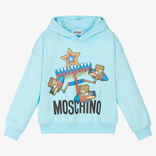Moschino Kid-Teen-Teen Blue Teddy Bear Ride Hoodie | Childrensalon Outlet