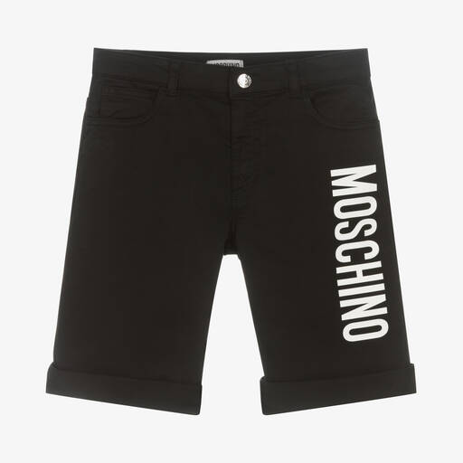 Moschino Kid-Teen-Teen Boys Black Cotton Logo Shorts  | Childrensalon Outlet