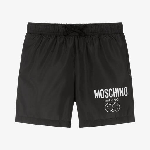Moschino Kid-Teen-Teen Boys Black Double Smiley Logo Swim Shorts | Childrensalon Outlet