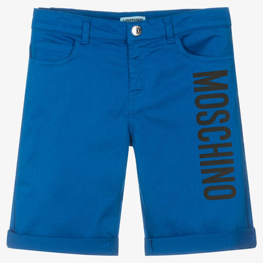 Moschino Kid-Teen-شورت تينز ولادي قطن تويل لون أزرق | Childrensalon Outlet