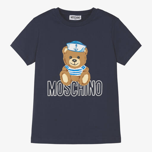 Moschino Kid-Teen-Teen Boys Blue Sailor Bear Logo T-Shirt | Childrensalon Outlet