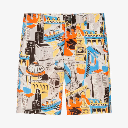 Moschino Kid-Teen-شورت تينز ولادي قطن بوبلين بطبعة ملونة | Childrensalon Outlet