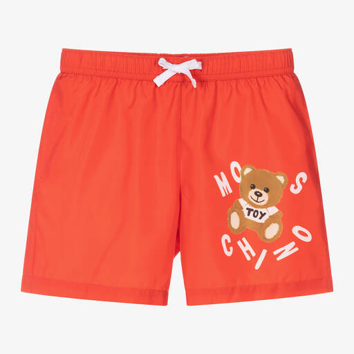 Moschino Kid-Teen-Teen Boys Red Teddy Bear Logo Swim Shorts | Childrensalon Outlet