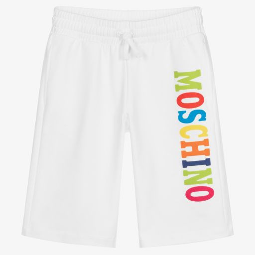 Moschino Kid-Teen-Teen Boys White Logo Shorts | Childrensalon Outlet
