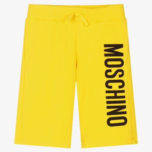 Moschino Kid-Teen-شورت تينز ولادي قطن جيرسي لون أصفر فاقع | Childrensalon Outlet