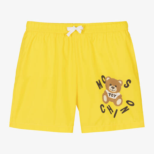 Moschino Kid-Teen-Teen Boys Yellow Teddy Bear Logo Swim Shorts | Childrensalon Outlet