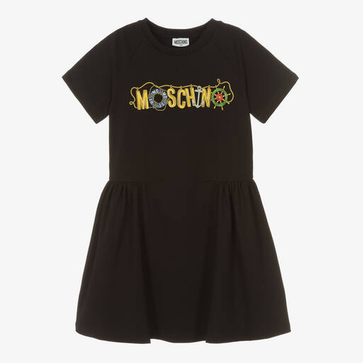 Moschino Kid-Teen-فستان تينز بناتي قطن جيرسي لون أسود | Childrensalon Outlet