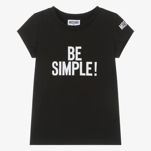Moschino Kid-Teen-Teen Girls Black Cotton T-Shirt | Childrensalon Outlet