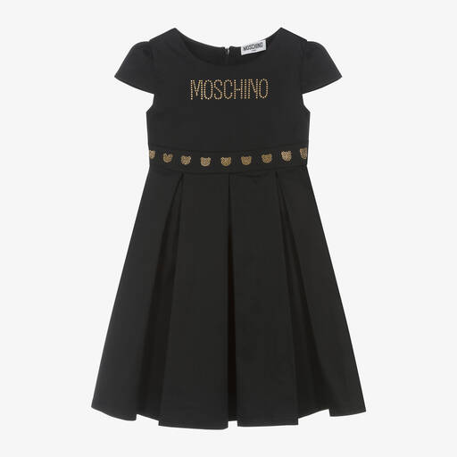 Moschino Kid-Teen-Teen Girls Black Cotton Teddy Studs Dress | Childrensalon Outlet