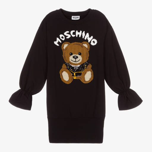 Moschino Kid-Teen-Teen Girls Black Logo Dress | Childrensalon Outlet