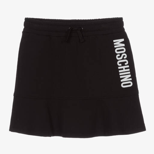 Moschino Kid-Teen-تنورة تينز بناتي قطن جيرسي لون أسود | Childrensalon Outlet