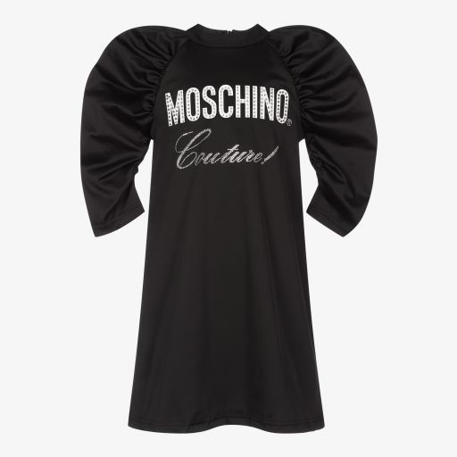 Moschino Kid-Teen-Teen Girls Black Satin Dress | Childrensalon Outlet