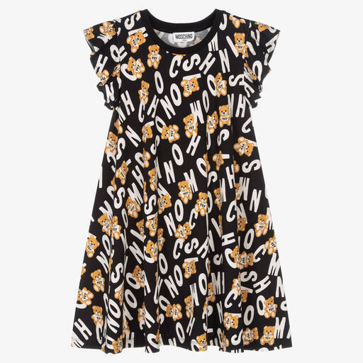 Moschino Kid-Teen-Teen Girls Black & White Logo Dress | Childrensalon Outlet