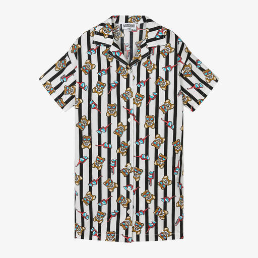 Moschino Кид-Тин-Teen Girls Black & White Stripe Bear Dress | Childrensalon Outlet