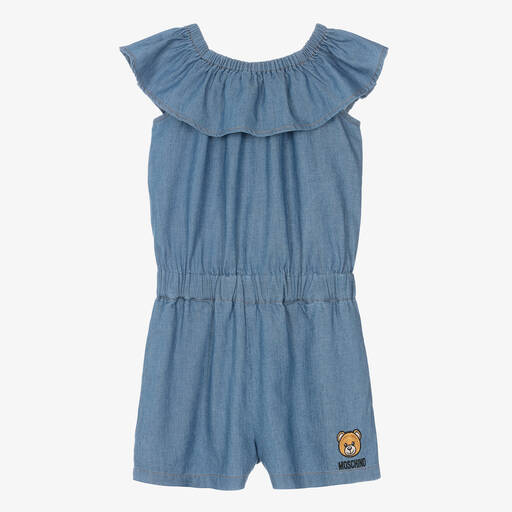 Moschino Kid-Teen-Teen Girls Blue Chambray Playsuit | Childrensalon Outlet