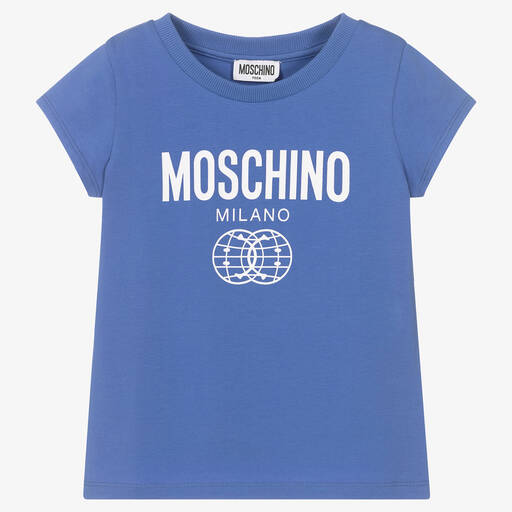 Moschino Kid-Teen-Teen Girls Blue Double Smiley® Logo T-Shirt | Childrensalon Outlet