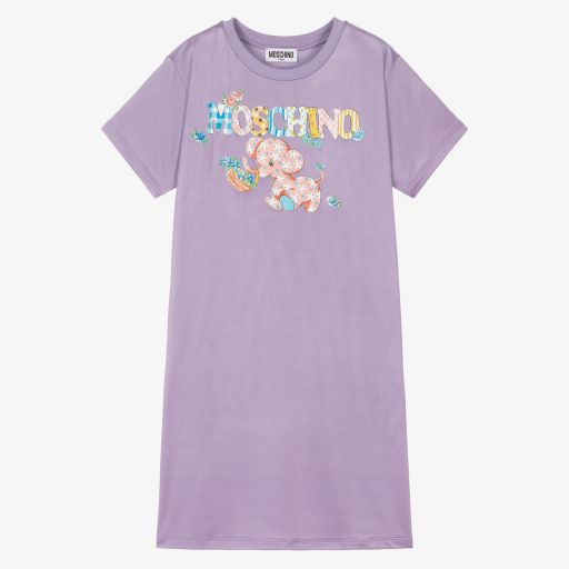 Moschino Kid-Teen-فستان تينز بناتي فيسكوز جيرسي لون بنفسجي | Childrensalon Outlet