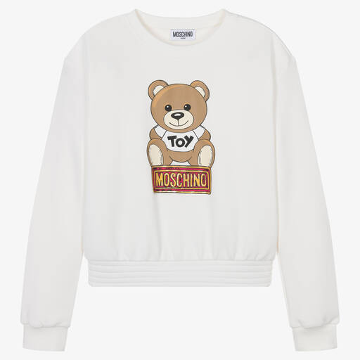 Moschino Kid-Teen-Teen Girls Ivory Cotton Teddy Sweatshirt | Childrensalon Outlet