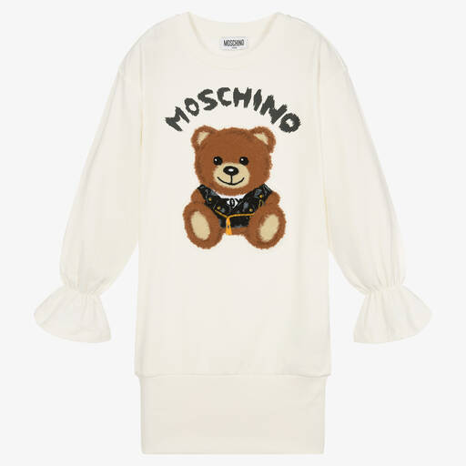 Moschino Kid-Teen-فستان تينز بناتي قطن جيرسي لون عاجي | Childrensalon Outlet