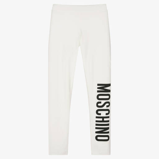 Moschino Kid-Teen-Teen Girls Ivory Logo Leggings | Childrensalon Outlet