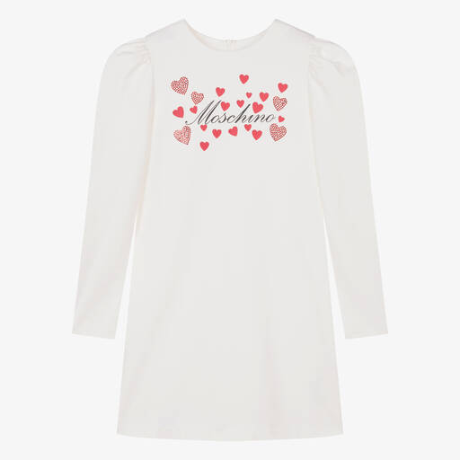 Moschino Kid-Teen-Teen Girls Ivory & Red Diamanté Dress | Childrensalon Outlet