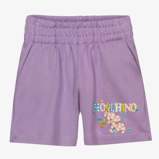 Moschino Kid-Teen-شورت تينز بناتي مزيج قطن وفيسكوز جيرسي لون بنفسجي | Childrensalon Outlet
