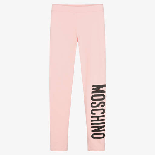 Moschino Kid-Teen-Teen Girls Pale Pink Logo Leggings | Childrensalon Outlet