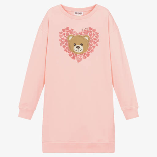 Moschino Kid-Teen-Teen Girls Pink Bear Sweatshirt Dress | Childrensalon Outlet