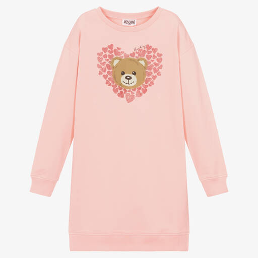 Moschino Kid-Teen-Teen Girls Pink Bear Sweatshirt Dress | Childrensalon Outlet