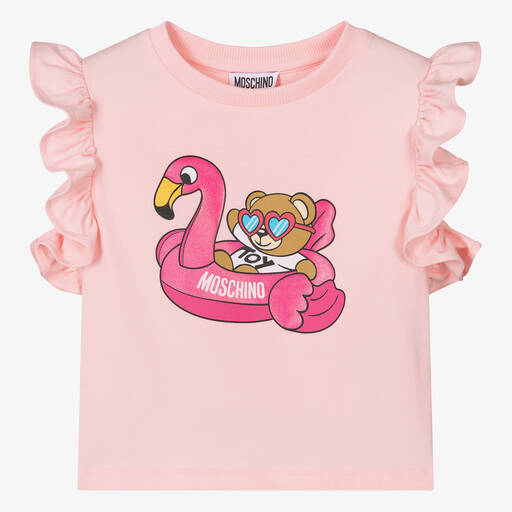 Moschino Kid-Teen-Teen Girls Pink Cotton Flamingo T-Shirt | Childrensalon Outlet