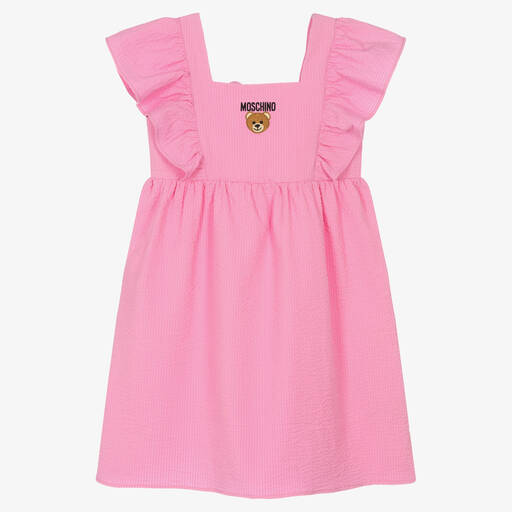 Moschino Kid-Teen-Teen Girls Pink Cotton Logo Dress | Childrensalon Outlet