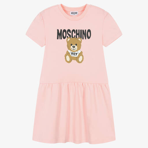 Moschino Kid-Teen-Teen Girls Pink Cotton Logo Dress | Childrensalon Outlet