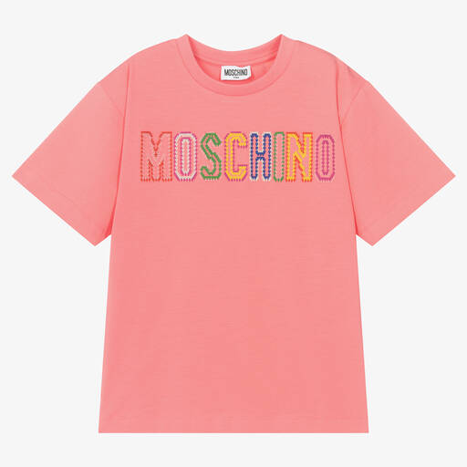 Moschino Kid-Teen-تيشيرت تينز بناتي قطن جيرسي لون زهري | Childrensalon Outlet