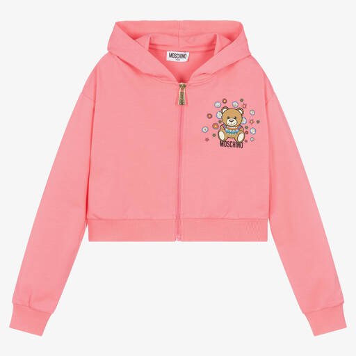 Moschino Кид-Тин-Розовый хлопковый топ на молнии | Childrensalon Outlet