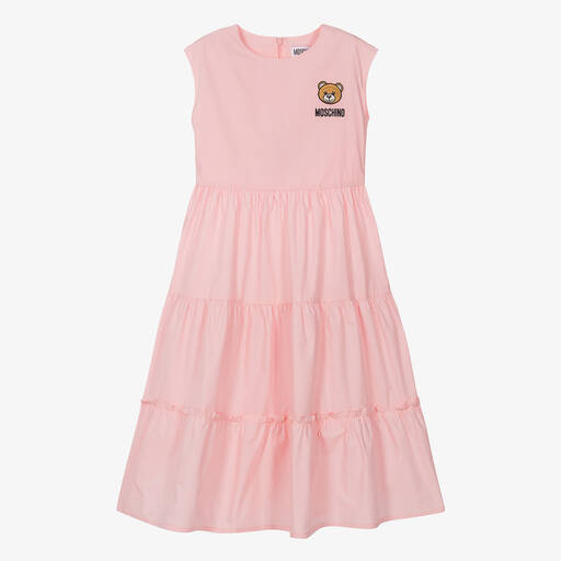 Moschino Kid-Teen-Teen Girls Pink Cotton Midi Dress | Childrensalon Outlet