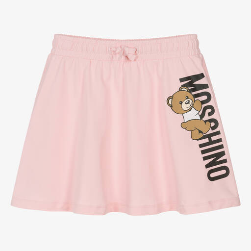 Moschino Kid-Teen-تنورة تيدي بير قطن جيرسي لون زهري للمراهقات | Childrensalon Outlet