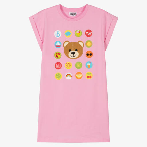 Moschino Kid-Teen-Teen Girls Pink Crystal Teddy Bear Dress | Childrensalon Outlet