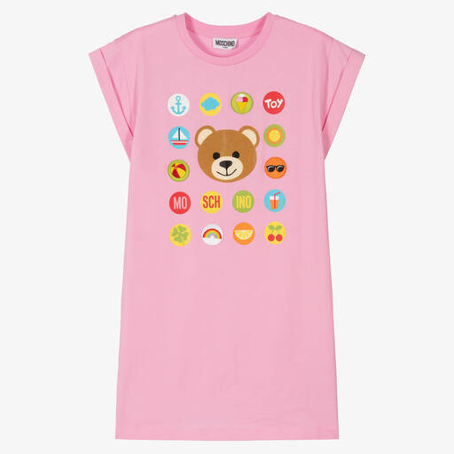 Moschino Kid-Teen-Robe rose à nounours strassé ado | Childrensalon Outlet