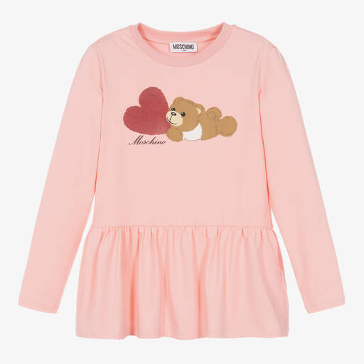 Moschino Kid-Teen-Haut rose en coton à cœur ado fille | Childrensalon Outlet