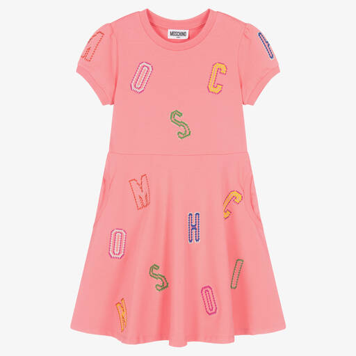 Moschino Kid-Teen-Teen Girls Pink Jersey Logo Dress | Childrensalon Outlet
