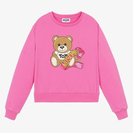 Moschino Kid-Teen-Teen Girls Pink Teddy Bear Sweatshirt | Childrensalon Outlet