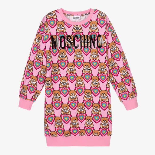 Moschino Kid-Teen-فستان تينز بناتي قطن جيرسي لون زهري | Childrensalon Outlet