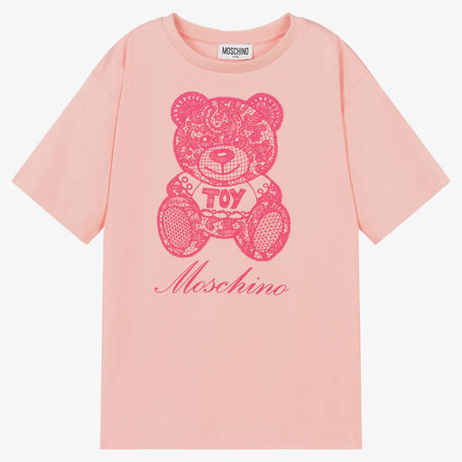 Moschino Kid-Teen-Teen Girls Pink Teddy Logo Maxi T-Shirt | Childrensalon Outlet