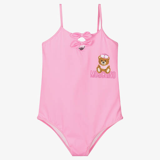 Moschino Kid-Teen-Teen Girls Pink Teddy Logo Swimsuit | Childrensalon Outlet