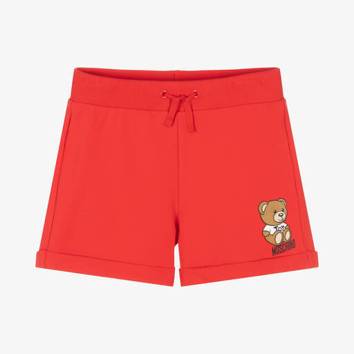 Moschino Kid-Teen-Teen Girls Red Teddy Logo Shorts | Childrensalon Outlet