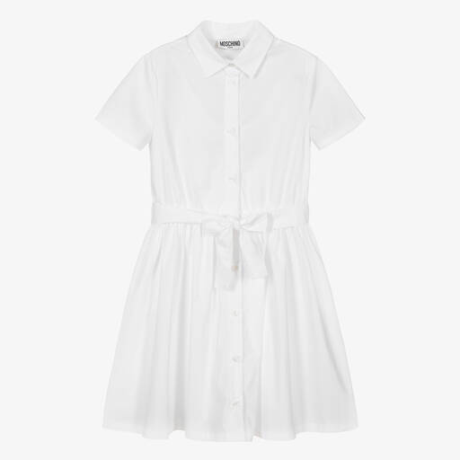 Moschino Kid-Teen-Teen Girls White Cotton Shirt Dress | Childrensalon Outlet