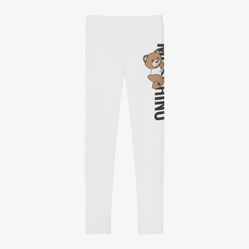 Moschino Kid-Teen-Teen Girls White Cotton Teddy Bear Leggings | Childrensalon Outlet