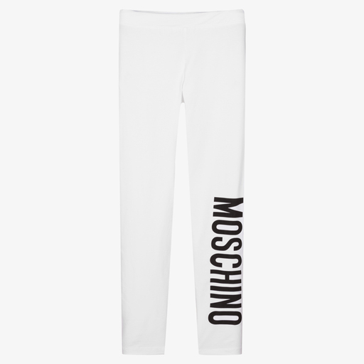 Moschino Kid-Teen-Teen Girls White Logo Leggings | Childrensalon Outlet