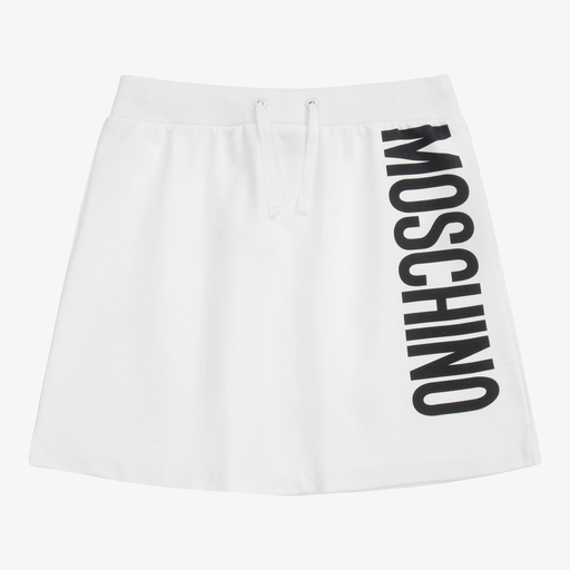 Moschino Kid-Teen-تنورة تينز قطن جيرسي لون أبيض | Childrensalon Outlet